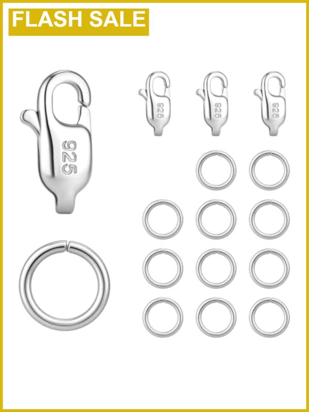 Sterling Silver Plated Lobster Claw Clasp with Jump Rings Jewelry Making